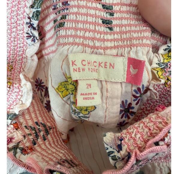 Pink Chicken Floral Kids One Piece - Pink and Yellow - Picture 4 of 4